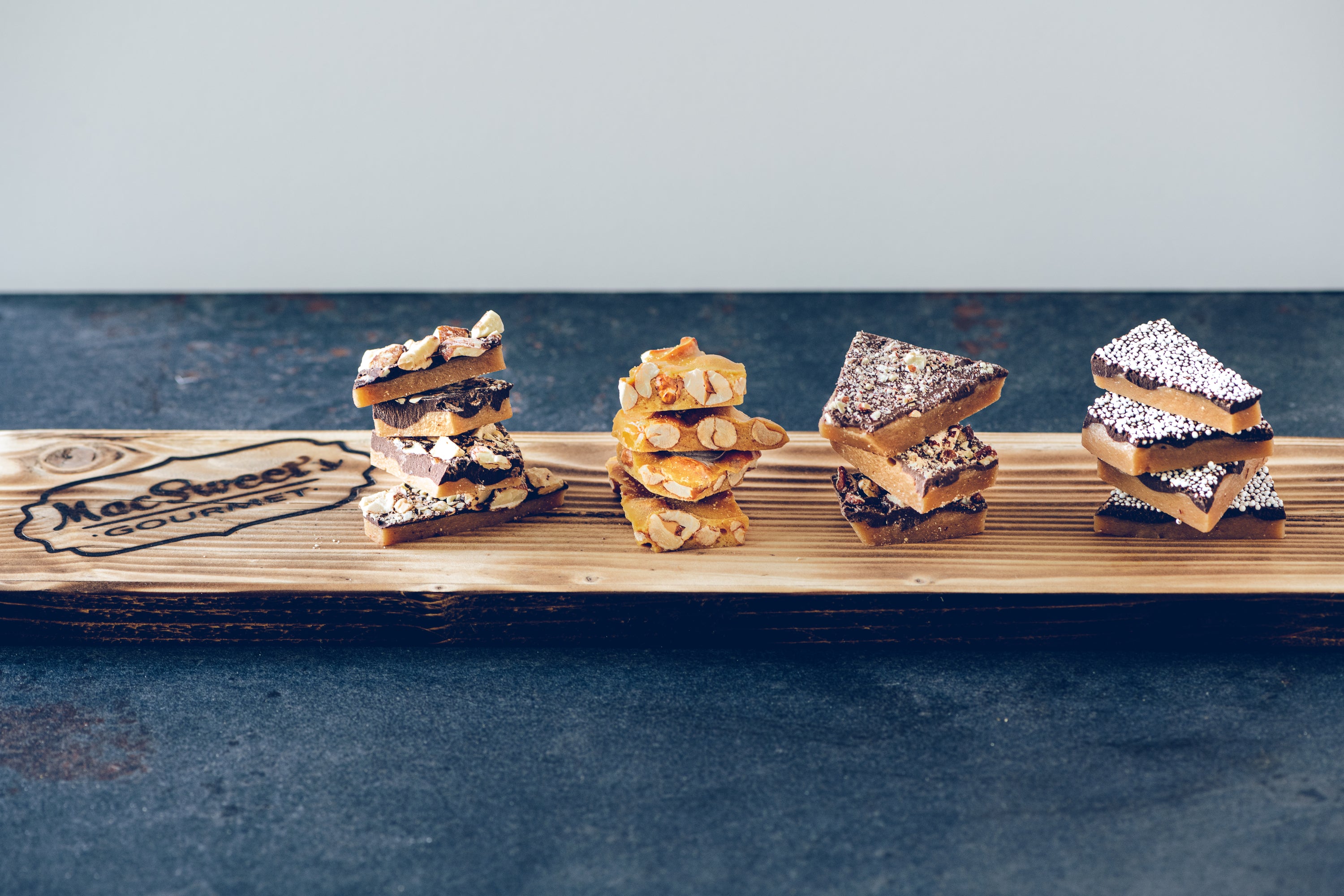 Welcome to MacSweet's Gourmet - A gourmet specialty food company based on the South Shore of Boston, Massachusetts - Specializing in small batch toffee, peanut brittle, and candied nuts
